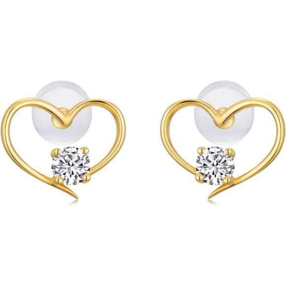 14k Gold 0.2 Carat Lab Grown Diamond Heart Stud Earrings for Women